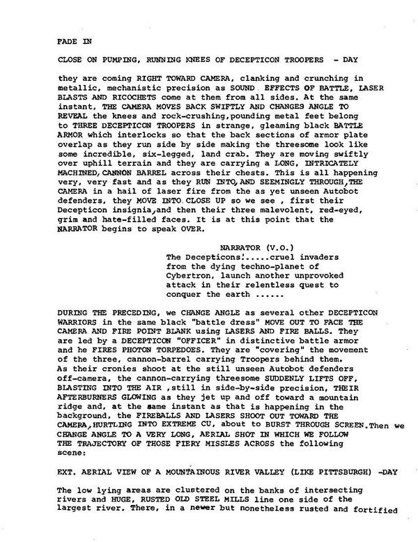 Image Of Page From Transformers The Movie Script Ron Friedman First Draft  (4 of 11)